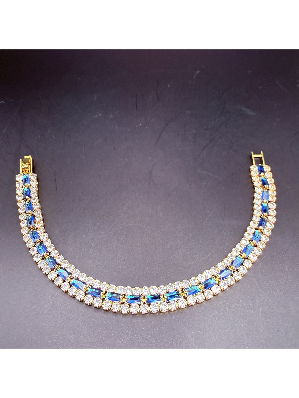candy+clover london blue and rhinestone crystal gold tone bracelet